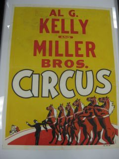 Al G Kelly and Miller Bros Circus Poster No 62 Up Dancing Horses