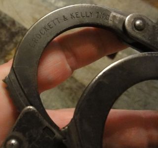 Vintage Crockett and Kelly Handcuffs with Key authentic american