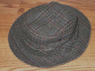 Vintage Stetson Mens Plaid 100 Wool Fedora Hat Size M