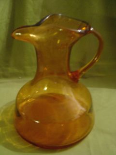 Vintage Brown Amber Glass Handcrafted Pitcher