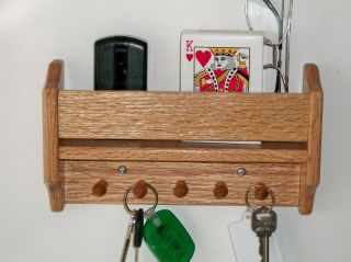 wooden KEY RACK wall hanging shelf organizer Key hanger holder Oak