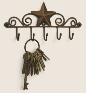 Decorative Barn Star 5 Wall Mounted Key Hanger Holder Hook