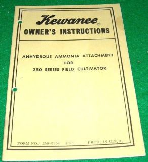 Kewanee Owners Manual Anhydrous Ammonia Attachment