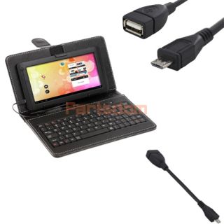 USB Keyboard Stand Case Cover +Micro USB M/F Cable for Google Nexus