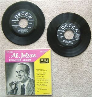 Vintage Al Jolson Souvenir Album EP 45 RPM Decca Ed 583