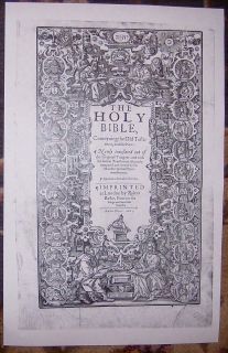1613 King James Folio Bible General Title in Facsimile