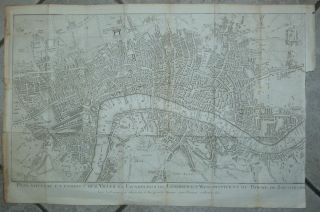 United Kingdom 1745 Le Rouge Antique Copper Engraved City Map