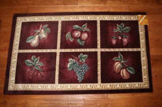 3X4 Kitchen Rug Washable Mat Mats Rugs Fruit Grapes Pears Cherry