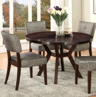 Espresso Round Dining Table and Chair Set AM16250 Kitchen