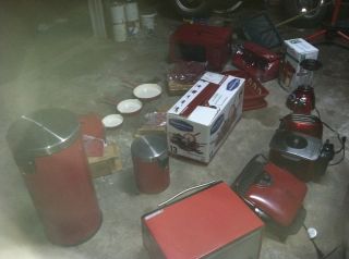 Complete 18 Red Kitchen Small Appliances And Pots And Pans Set And