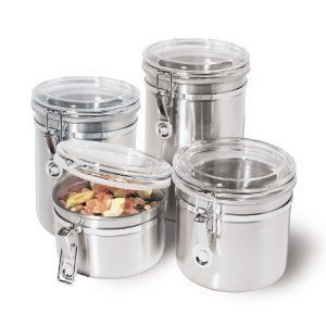 Piece Stainless Steel Kitchen Canister Set w/ Airtight Acrylic Lid