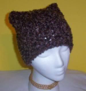 Hand Knit Kitty Kat Hats 2 Choose Colors Boucle