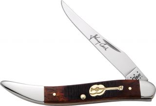 Case Knives Med Texas Toothpick Johnny Cash 3 Closed Brown Bone Knife