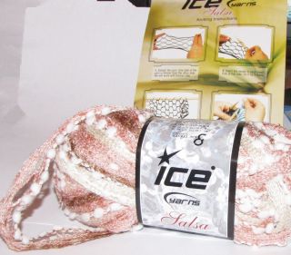 ICE Salsa mesh Yarn knitting supplies neutrals pink beige 1 ball kit