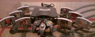 Nintendo 64 Smoke Grey Console w Controller and 8 Games