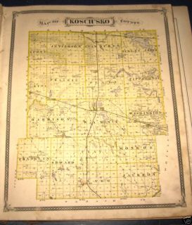 Kosciusko County Indiana Plat Map 1876 Palestine