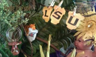Purple gold cheerleader Custom LSU tiger baby wreath for hospital door