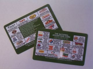 100 FAST FOOD RESTAURANT DISCOUNT COUPON CARD FUNDRAISER CARDS   FREE