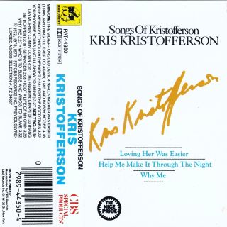 Songs of Kristofferson Kris Kristofferson Cassette 1977 Monument In