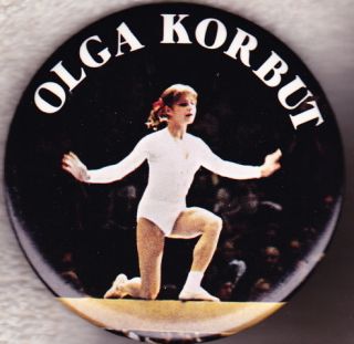 Olga Korbut 1970’s Button Pin Gymnastics Olympic Gold Medalist
