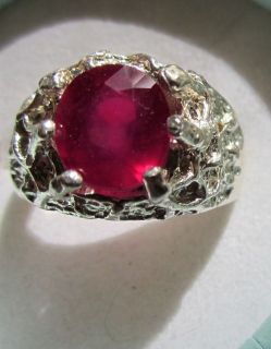 Mens 5ct Ruby Fine Handsome Sterling Silver Ring