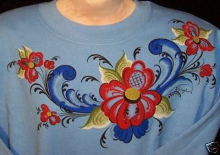 Norwegian Rosemaling Womens sweat Shirt s Carolina BL
