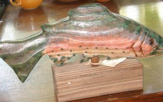  Carving Fish Sculpture Lance Long Carolina Bass Trout Primitive Free