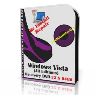 Windows Vista All Editions re Install DVD Repair Fit 32 64bit