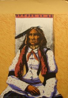 Larry Fodor Sitting Indian Hand Signed Lithograph Artwork 86 L@@K