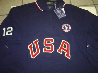 Big Mens Ralph Lauren Navy USA London Olympics s s Polo Shirt Size