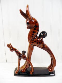 Large Vtg Ceramic Stylized Giraffe Deer Figurine Statue Mid Century