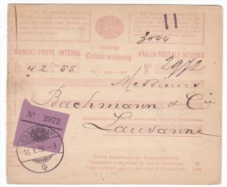 Switzerland Cossonay to Lausanne 1888 Stationery Card