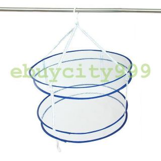 Rack Folding Double Hanging Clothes Laundry Basket Dryer Net