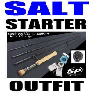  STARTER COMBO OUTFIT rod reel line leader backing Saltwater ready