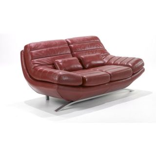 Riviera All Leather Loveseat Red