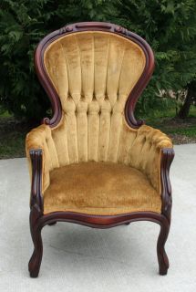 Carved Mahogany Parlor Chair c1950 Pelham Shell Leckie Co