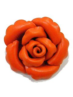 Genuine Leather Rose Flower Brooch Pin ADB1 Orange 2 1 2 In