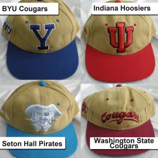 New Vintage College Snapback Cap Hat 1990s Deadstock Khaki