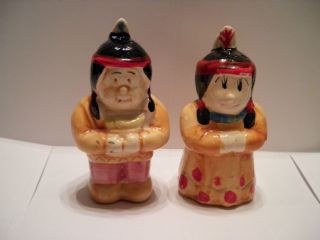 Vintage Salt and Pepper Shakers  Native American Indians 