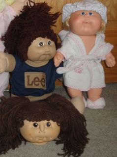 Patch Doll Lot of 3 Bath Robe Head Brown Hair Lee Outfit