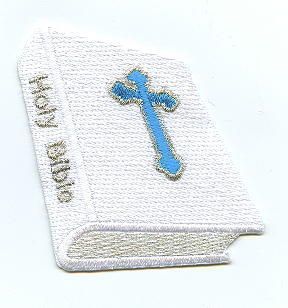 Iron on Applique Embroidered Patch White Holy Bible