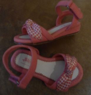 Lela Rose Baby Girl Shoes Size 5 Pink Velcro Wedge Sandals Polka Dot