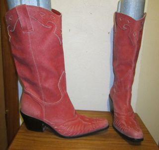 Ladies MIA Taller Red Leather Cowboy Boots Size 7 Made in Brazil