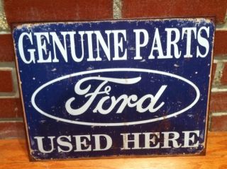 1950s Metal TIn Sign GENUINE PARTS USED HERE Barn Find Antique Vintage