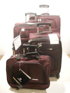 Leisure 4pc Spinner Suitcase set Lightweight Expandable Purple Travel