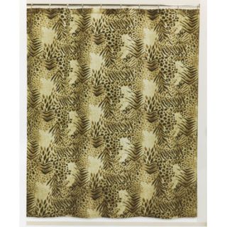 Leopard Print Fabric Shower Curtain Black Brown Tan Leopard Print New
