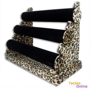 Tier Leopard Jewelry Bar Bracelet Watch Display Stand Velvet New