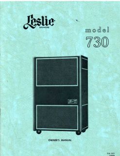 Leslie Model 730 Organ Speaker Manual
