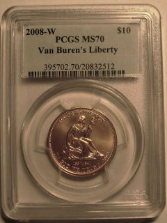 2008 W VAN BURENS LIBERTY FIRST SPOUSE GOLD PCGS MS70    LOW MINTAGE