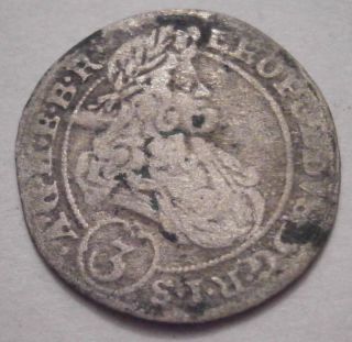 Leopold I 3 Kreuzer Silver Coin Austria